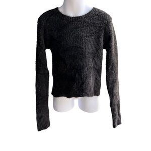 Art Class Girls' Fuzzy Ribbed Crewneck Sweater Black Sz M 8
